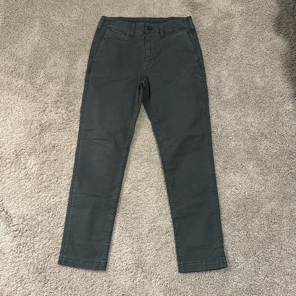 Men’s American Eagle Chino Pants, Size 29x30, Dark Green/Gray